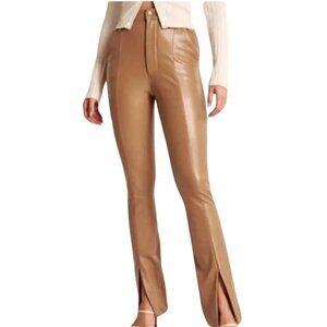 ABERCROMBIE Brown Vegan Leather Split Hem Skinny High Rise Pants Women’s Size 10